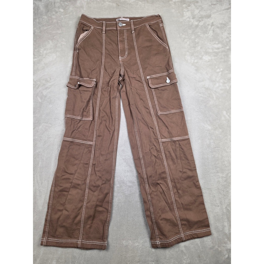 SO Cargo Wide Leg Pants Womens 11/30W Brown High Rise Contrast Stitch Streetwear